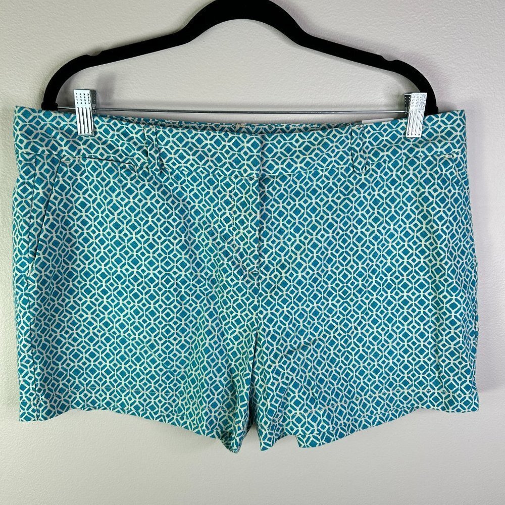 Ann Taylor LOFT Women's Turquoise and White Shorts 4" Inseam Size 14 - NWT